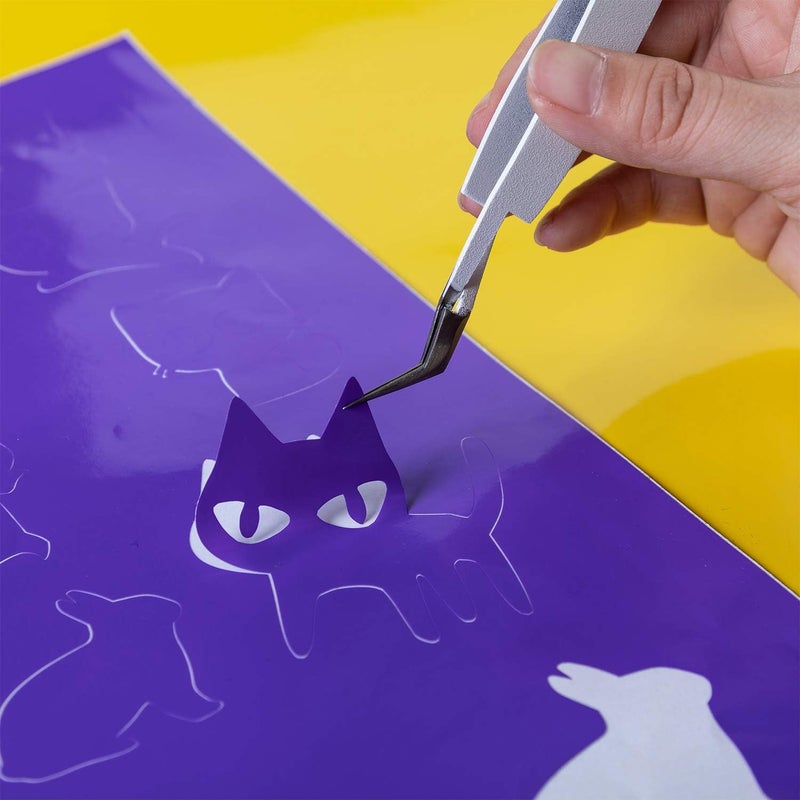 BERYA Craft Weeding Tools,Vinyl Weeder Basic Tool for Silhouettes, Cameos, Lettering (White Cross Locking Tweezers) - Image 5