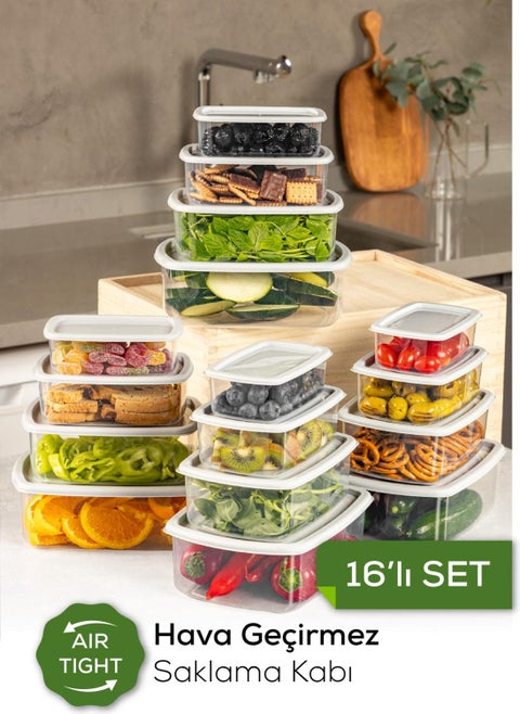 16L Airtight Storage Container Set Gray 4X(250-500-750-1200 Ml)