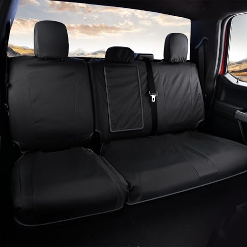 Coverado Rear Bench Car Seat Covers Waterproof Oxford Back Seat Cover for Car Seat Protector for Kids Dogs Compatible with 20152026 Ford F150 20172026 Ford F250 F350 F450 Black - Image 1