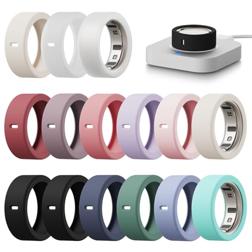 Hexasider 15 Pack Cover Compatible with Oura Ring Gen 4/4 Ceramic/Gen 3 Horizon/Gen 3 Heritage Case, Anti-Scratch Silicone Protector for Women Men Working Out Gym, Support Charging with Cover on - Image 1