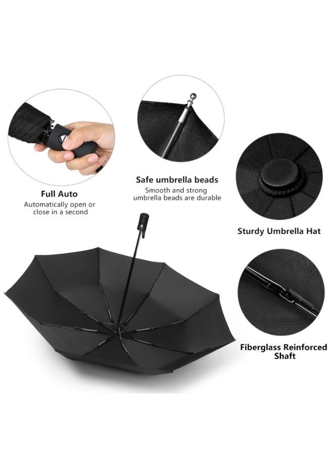 DOUGEI Automatic Umbrellafor rain Windproof Compact Umbrella Folding Small Strong and Portable Automatic Open and Close - Men and Women (Black） - Image 3