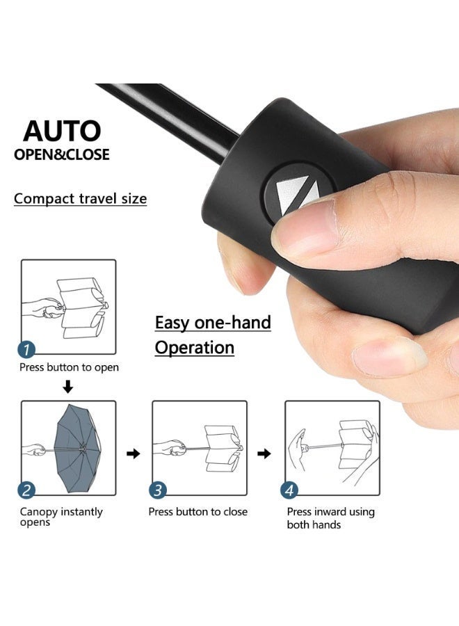 DOUGEI Automatic Umbrellafor rain Windproof Compact Umbrella Folding Small Strong and Portable Automatic Open and Close - Men and Women (Black） - Image 4
