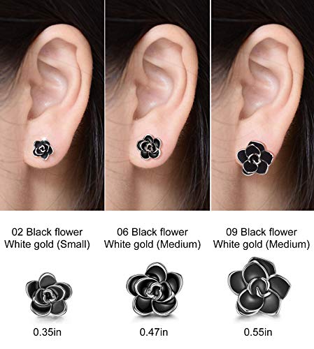 AllenCOCO Rose Flower Stud Earrings for Sensitive Ears Hypoallergenic, Cute Gold And Silver Ear Studs for Women Jewelry Gifts, Nickel Free Earrings - Image 4