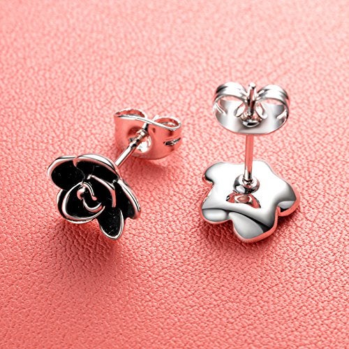 AllenCOCO Rose Flower Stud Earrings for Sensitive Ears Hypoallergenic, Cute Gold And Silver Ear Studs for Women Jewelry Gifts, Nickel Free Earrings - Image 2