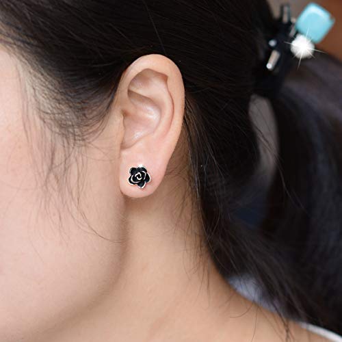 AllenCOCO Rose Flower Stud Earrings for Sensitive Ears Hypoallergenic, Cute Gold And Silver Ear Studs for Women Jewelry Gifts, Nickel Free Earrings - Image 5