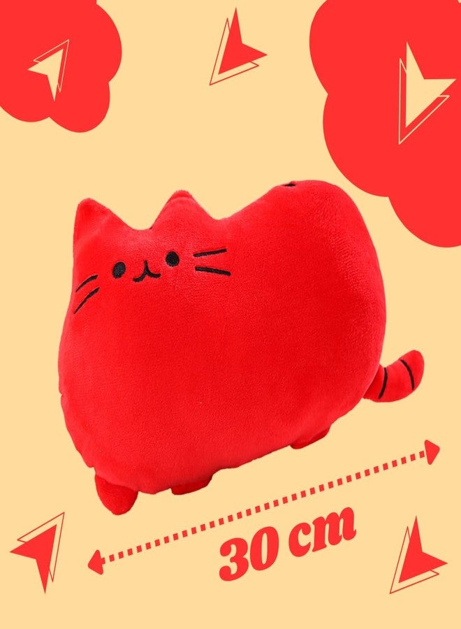 TechMax Solution Cute Red Cat Kawaii Pillow Plush Toy - Image 2