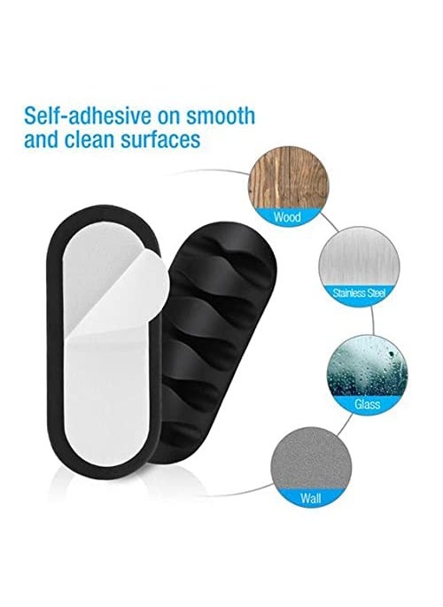 CASTANEA 18 pcs Cord Cable Wire Holder Protector Castanea Cable Holder Organizer Accessories Self Adhesive Cable Straps Hook and Loop Cable Ties for Home Office Car Desktop Laptop Computer  - Image 4