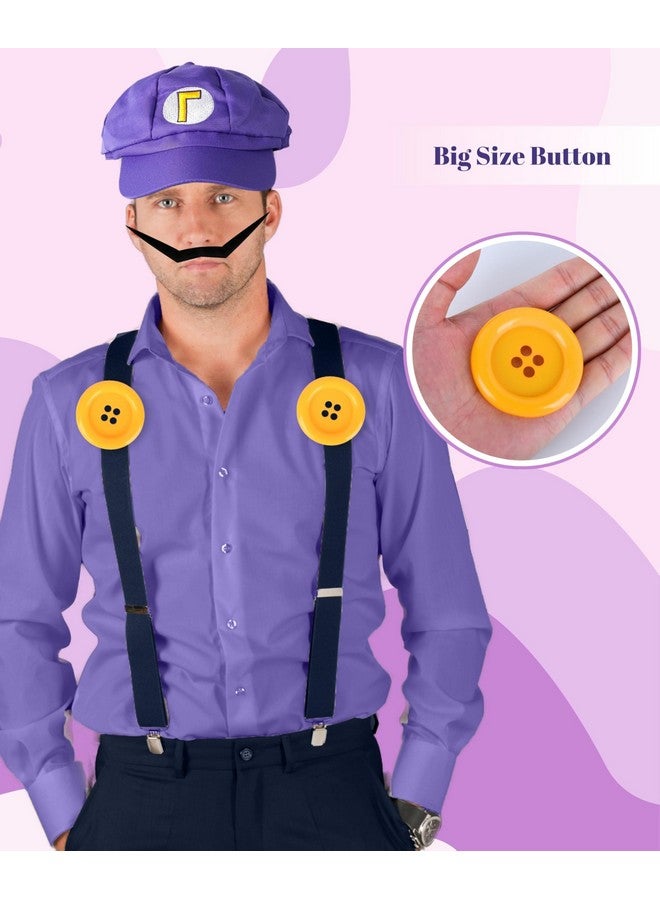 PIIDUOO PIIDUOO Halloween Costume Accessories for Adult - Purple Hat Mustache Gloves Buttons Suspenders Accessories for Men & Women Cosplay - Image 2