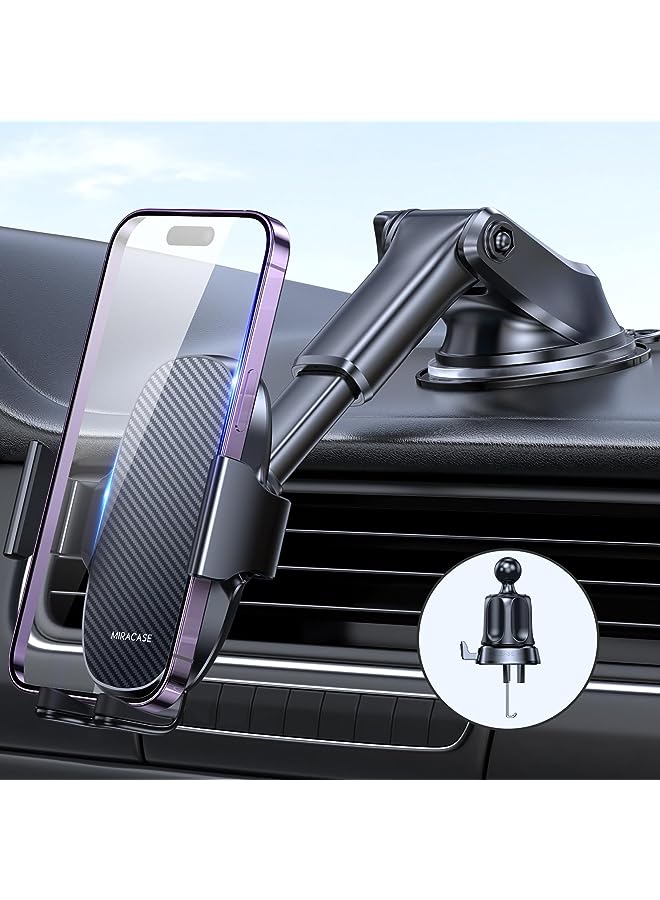 Miracase 【4-in-1】 Car Phone Holder, 【Ultra-Stable& Strong Suction】 Phone Holder Car Car Mobile Holder for Dashboard & Air Vent & Windshield, Mobile Holder for Car Compatible with All Mobile Phones - Image 1