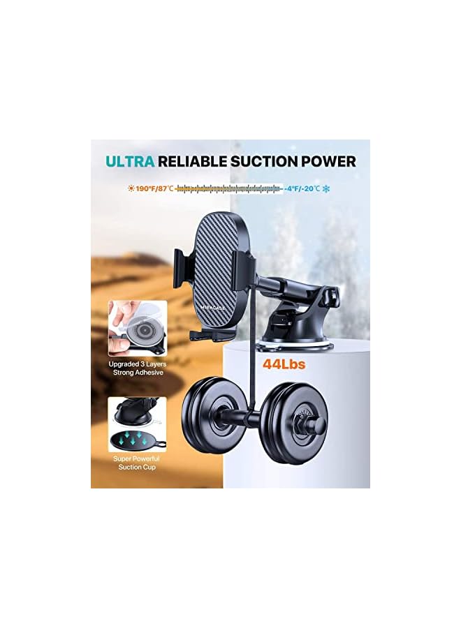 Miracase 【4-in-1】 Car Phone Holder, 【Ultra-Stable& Strong Suction】 Phone Holder Car Car Mobile Holder for Dashboard & Air Vent & Windshield, Mobile Holder for Car Compatible with All Mobile Phones - Image 3