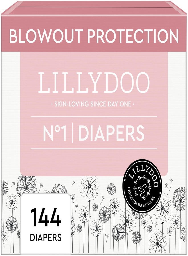 LILLYDOO Baby Diapers - Size 1 (4-11 lbs), Monthly Supply (144 Count), Leak Protection, Skin-Friendly, Ultrasoft, Perfume- & Chlorine-Free, Hypoallergenic, Dermatologist Tested, Oeko-TEX® - Image 1