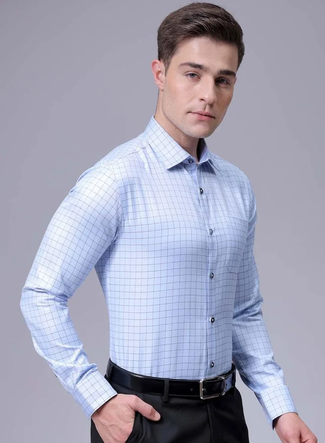 The Indian Garage Co Men Slim Fit Checkered Full Sleeves Cutaway Collar Formal Shirt