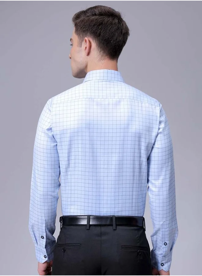 The Indian Garage Co Men Slim Fit Checkered Full Sleeves Cutaway Collar Formal Shirt