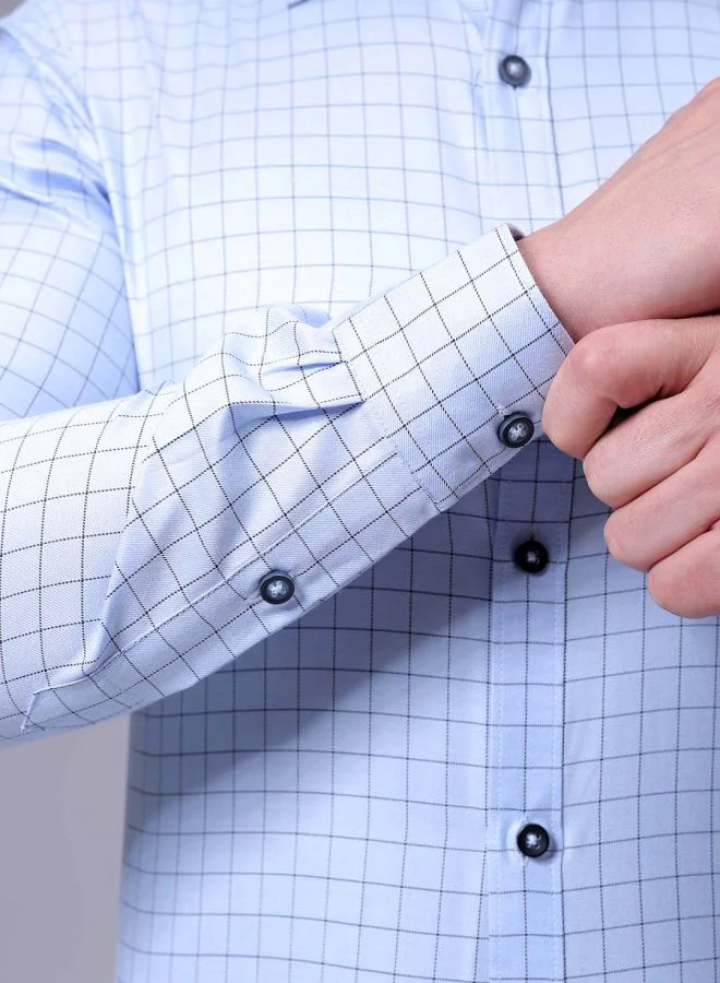 The Indian Garage Co Men Slim Fit Checkered Full Sleeves Cutaway Collar Formal Shirt