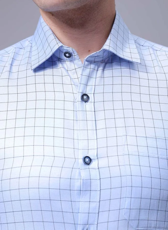 The Indian Garage Co Men Slim Fit Checkered Full Sleeves Cutaway Collar Formal Shirt