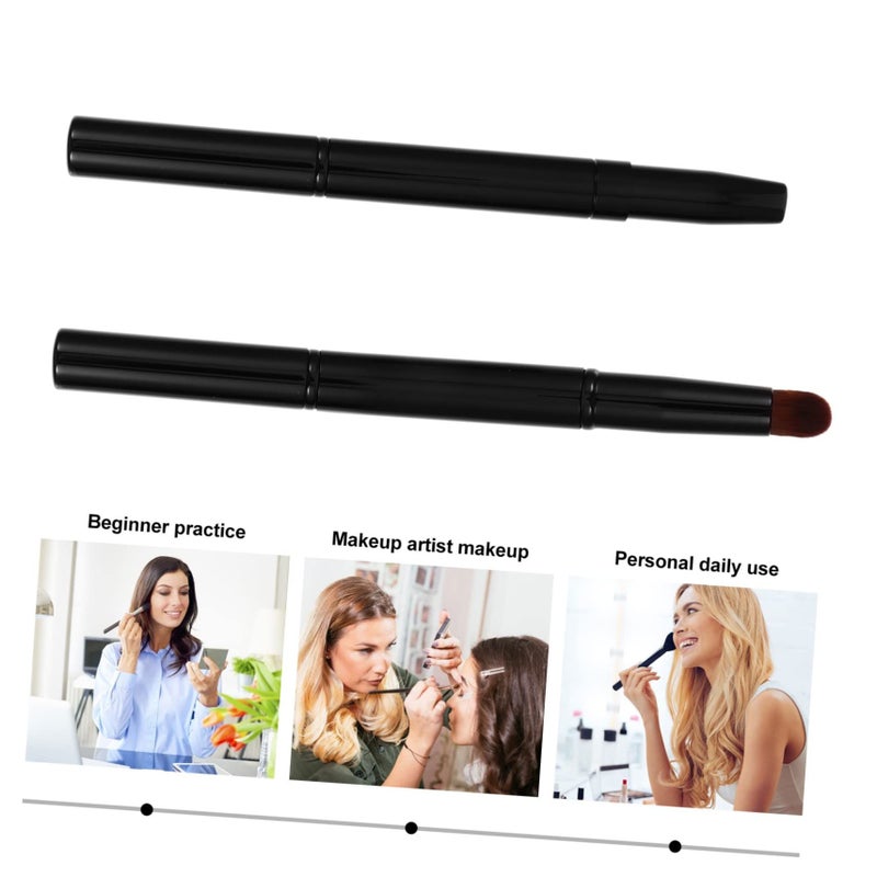 2Pcs Retractable Double Ended Angled Eyebrow Brush And Eyeshadow Brush Set Portable Makeup Tools - Image 4