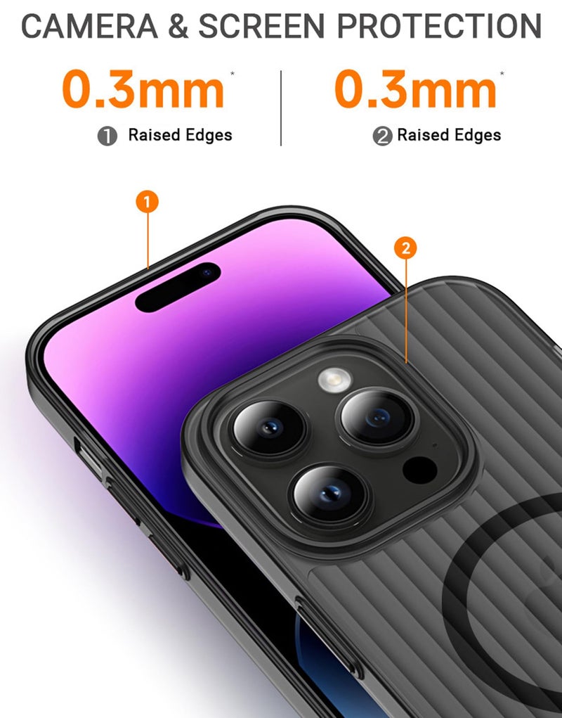 Kapa Matte Magnetic Wave Grip Back Cover for Apple iPhone 16 Pro | [MagSafe Compatible] Wireless Charging, Slim, Metal Buttons Frosted Back Case (Grey) - Image 4