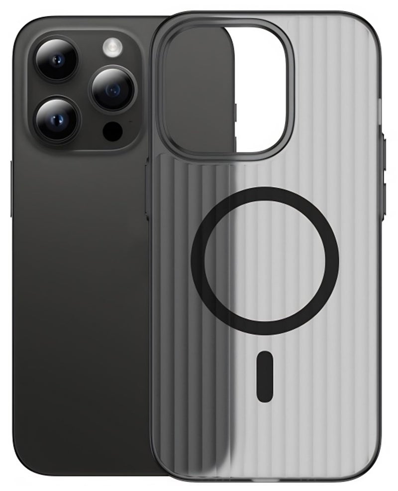 Kapa Matte Magnetic Wave Grip Back Cover for Apple iPhone 16 Pro | [MagSafe Compatible] Wireless Charging, Slim, Metal Buttons Frosted Back Case (Grey) - Image 1