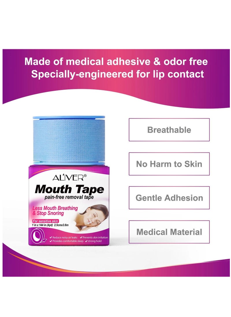 ALIVER Mouth Tape for Sleeping 2.5cm x 3.6cm Sleep Mouth Strips for Less Mouth Breathing Advanced Gentle Mouth Strips for Nasal Breathing Improve Sleep Quality and Stop Snoring Solution Strips  - Image 2