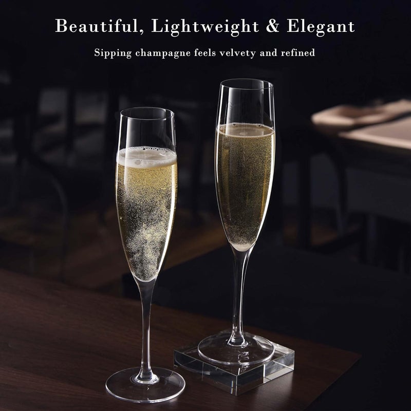 JBHO Champagne Glasses-Elegant Flutes-Gift-Box-Hand Blown Champagne Flutes Glass-100% Lead-Free Premium Crystal - Gift Idea for Wedding, Anniversary, Christmas,New Year-Set of 4-8oz, Clear - Image 5