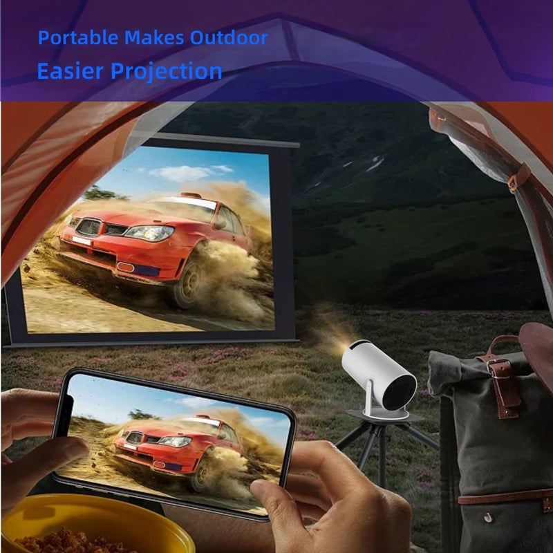WU Smart Android Projector with 180° Rotatable Gimbal - Native 1080P 4K Decoding Portable Movie Projector, Touchless Auto Correction Wireless Screen Mirroring for Bedroom & Ceiling - Image 4