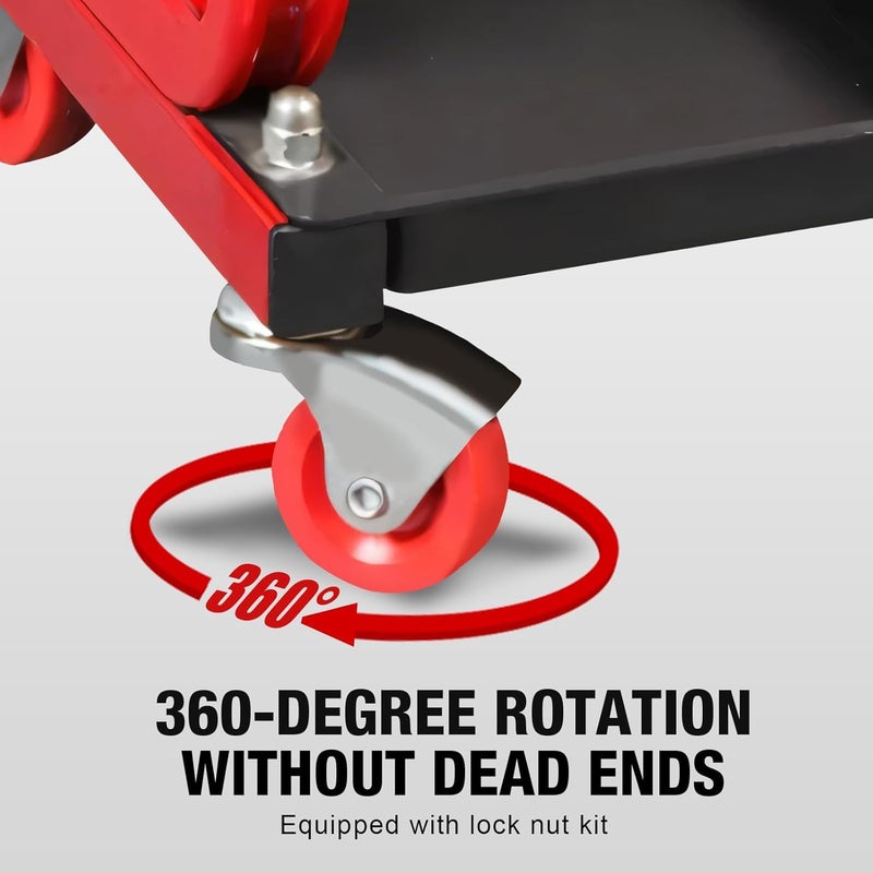 BIG RED 250lb Red Rolling Automotive Creeper Garage/Shop Seat: Padded Mechanic Stool with Tool Large Tray Suitable for garages, Repair Shops - Image 4