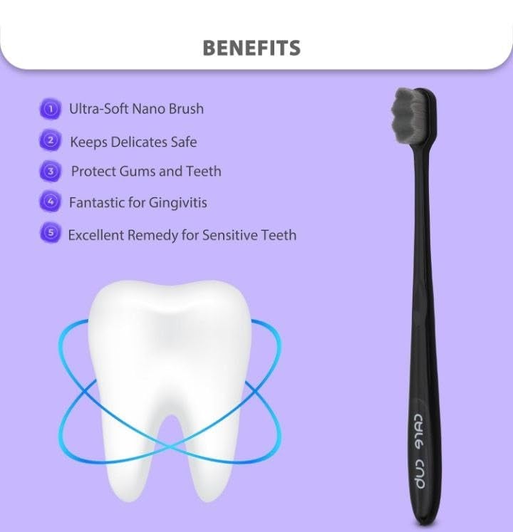 JPDSRN Soft Bristle Toothbrush with Travel Case, 18 cm Length, 360-Degree Deep Cleaning, Black - Image 5