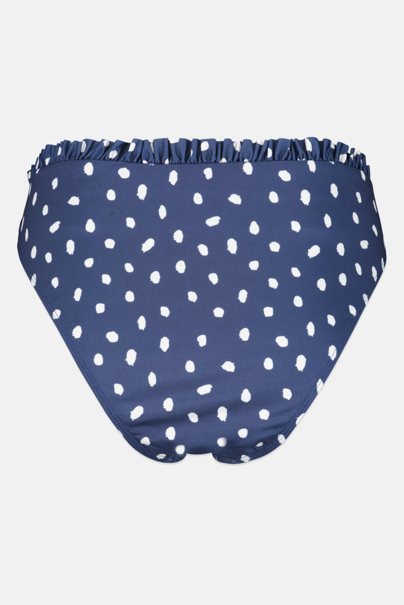 Asos Design Women Polka Dot Print Bikini Bottom, Navy  - Image 2