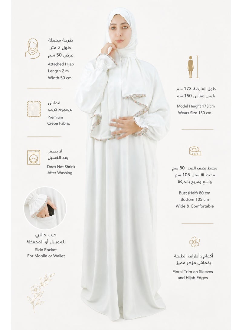 DAMAS COLLECTION One Piece Prayer Dress for Women – Premium Crepe Fabric Isdal with Attached Scarf & Pocket – Lightweight Islamic Salah Wear - Image 5