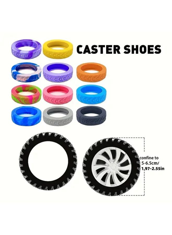 Blue Rubber Protective Wheel Covers 8pcs Universal Silent Luggage Travel Bag Suitcase Accessories Durable Plastic - Image 3