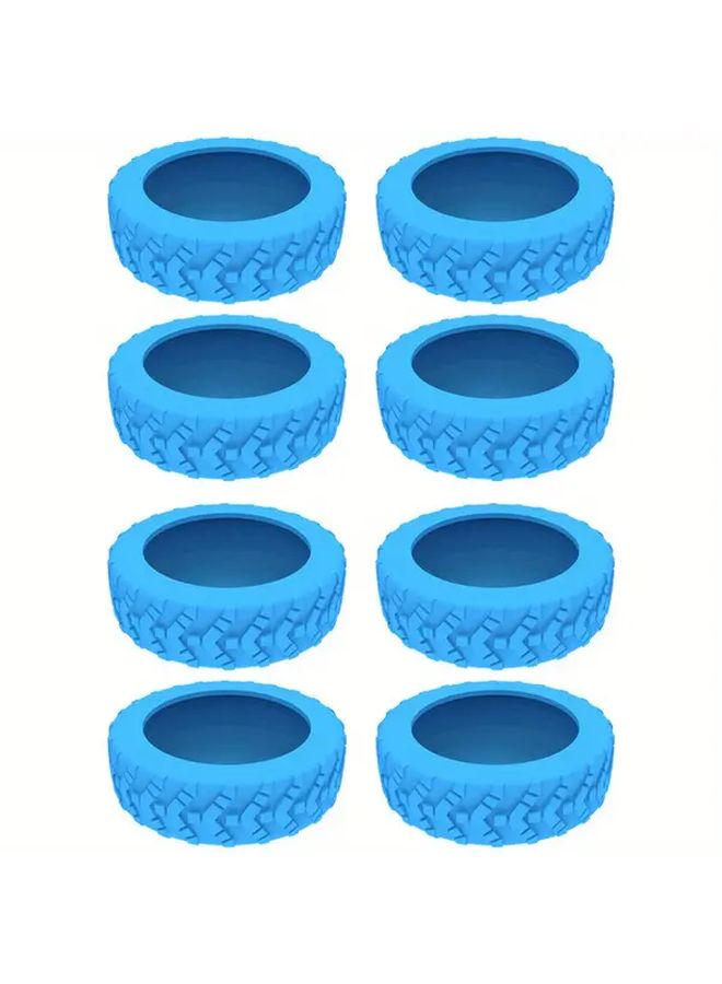 Blue Rubber Protective Wheel Covers 8pcs Universal Silent Luggage Travel Bag Suitcase Accessories Durable Plastic - Image 1