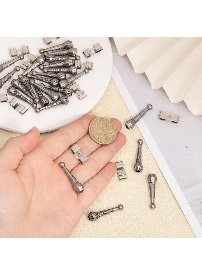 CHGCRAFT CHGCRAFT 36pcs Bolo Tie Findings Kit with 24Pcs Bolo Tie Tips Replacement End Caps and 12pcs Bolo Tie Slide Clasp Bolo Tie Supplies for Bolo Tie Making, Antique Silver  - Image 3