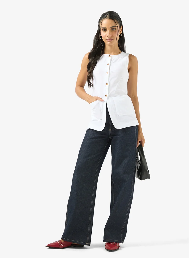 Ginger Longline Button Up Vest