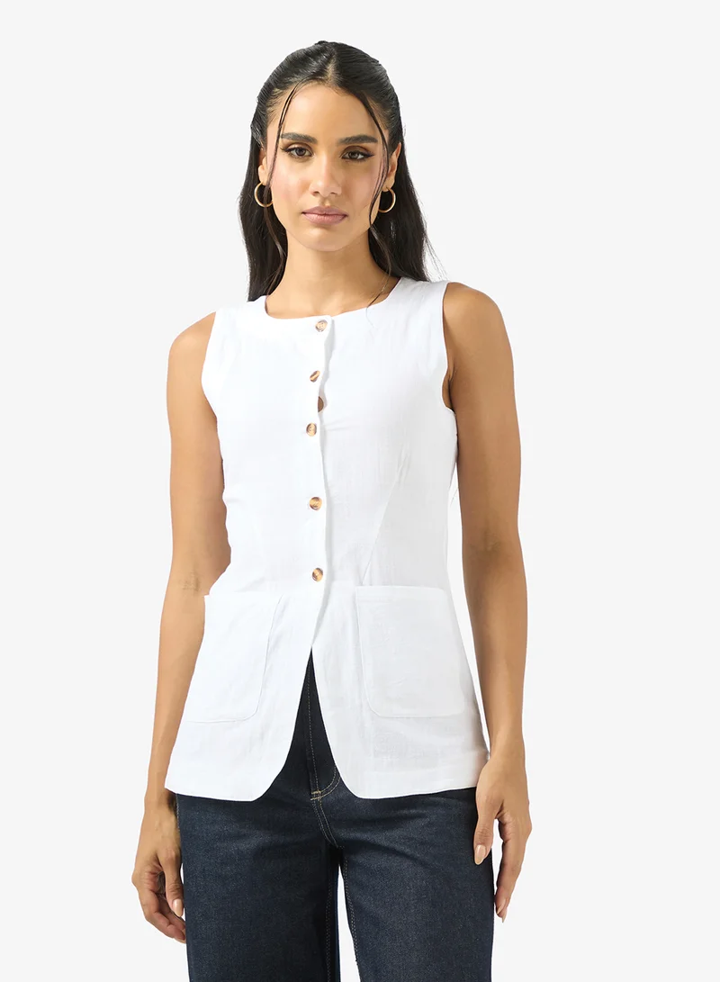 Ginger Longline Button Up Vest