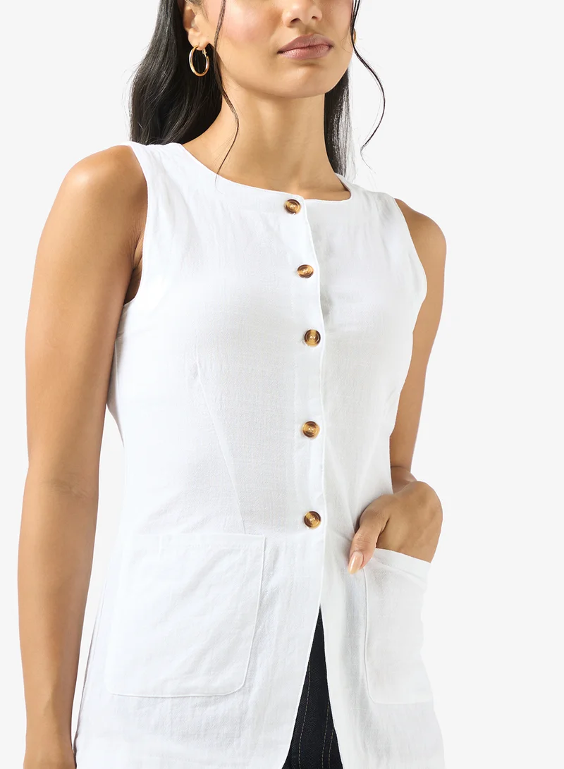 Ginger Longline Button Up Vest