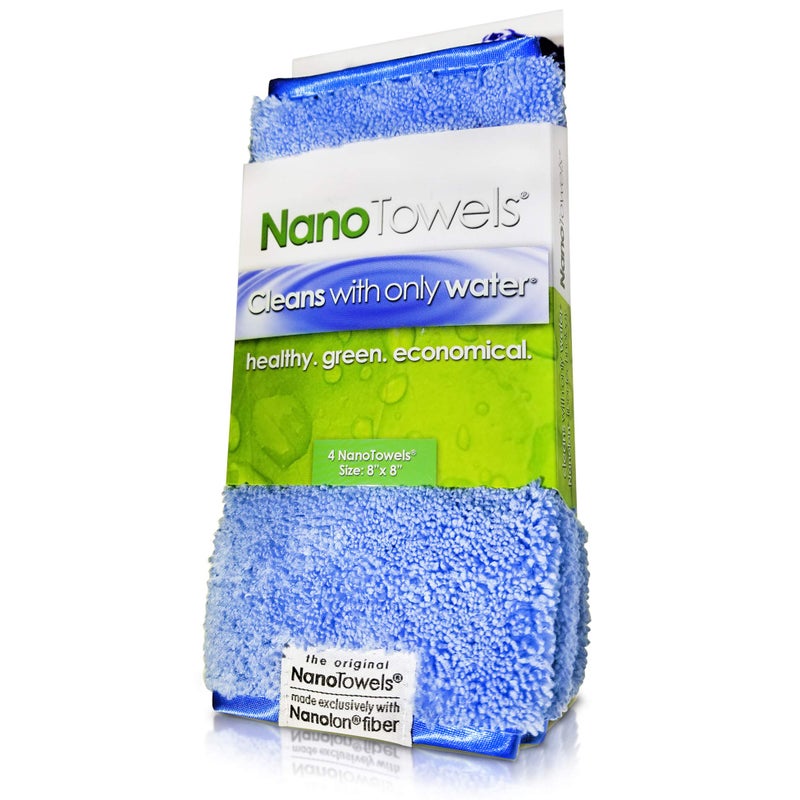 Life Miracle Nano Towels  Amazing Eco Fabric That Cleans Virtually Any Surface with Only Water No More Paper Towels Or Toxic Chemicals 4Pack 8x8 Nano Blue
