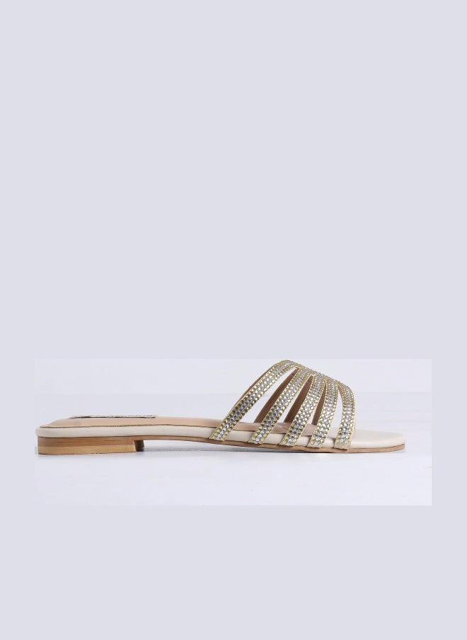 Crystalicious Warm Handcrafted Women Flats Sparkly Embellished Sandals For Work, Party Wedding - Image 1