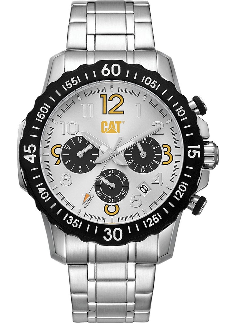 ساعة كاتربيلر داونفورس للرجال بقرص أبيض من الفولاذ المقاوم للصدأ - AP.149.11.211