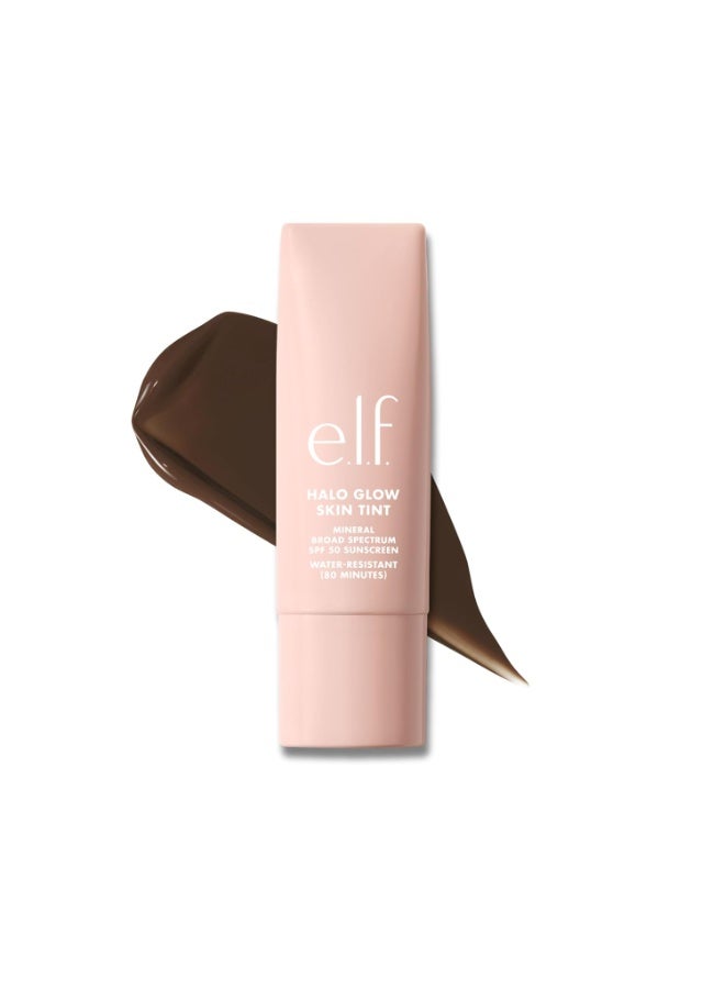 إلف e.l.f. Halo Glow Skin Tint SPF 50 - مرطب ملون لتغطية خفيفة وقابلة للبناء، يمنح البشرة إشراقة طبيعية، منتج نباتي ولم يُختبر على الحيوانات - درجة 18 Rich Neutral - Image 1