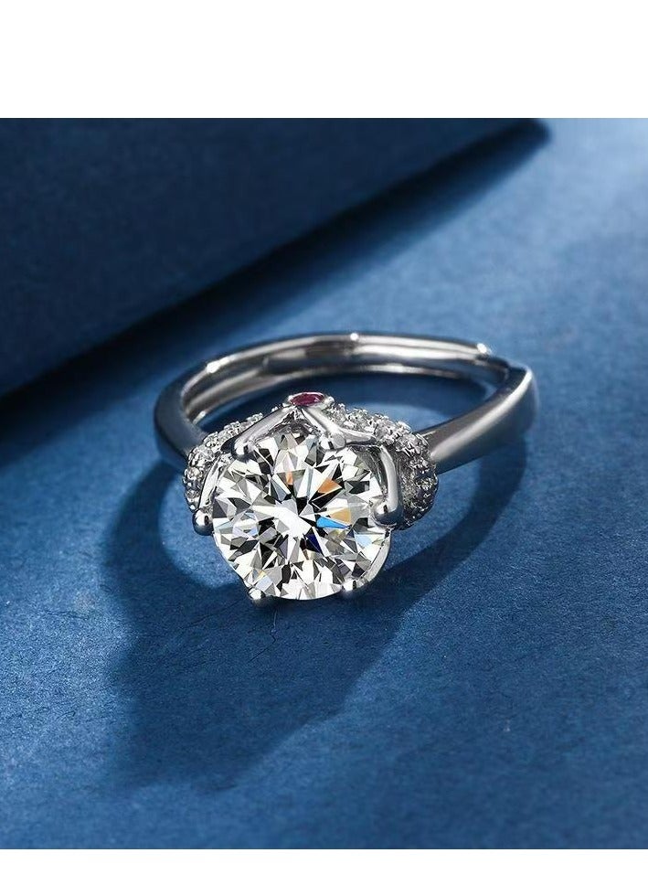 Akali 1 Carat Moissanite Women's Ring , S925 Rhodium Plated ,Adjustable Size , Luxury Gift Box , Ready to Gift - Image 2