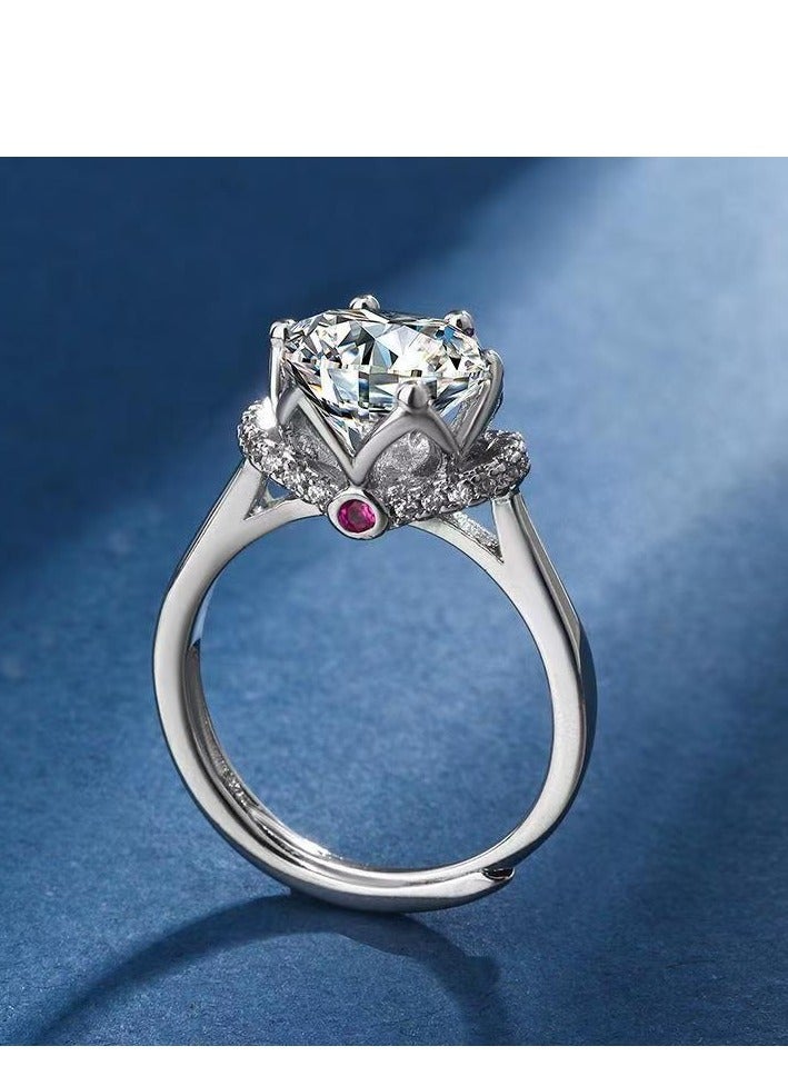 Akali 1 Carat Moissanite Women's Ring , S925 Rhodium Plated ,Adjustable Size , Luxury Gift Box , Ready to Gift - Image 3