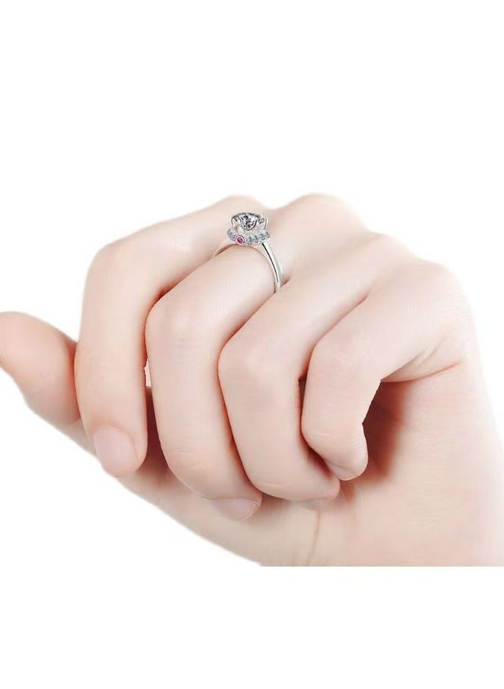 Akali 1 Carat Moissanite Women's Ring , S925 Rhodium Plated ,Adjustable Size , Luxury Gift Box , Ready to Gift - Image 4