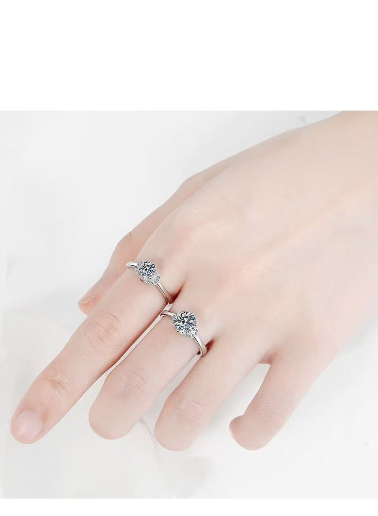 Akali 1 Carat Moissanite Women's Ring , S925 Rhodium Plated ,Adjustable Size , Luxury Gift Box , Ready to Gift - Image 5