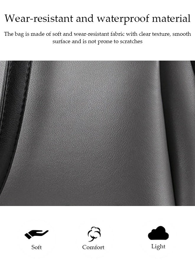 DUNISO Women's Shoulder Bag, Soft Leather Messenger Bag, Simple And Fashionable Handbag, Bucket Bag With Pendant, Adjustable Shoulder Strap, Suitable For Commuting, Travel, Shopping, Storage And Organization, Light Gray - Image 5