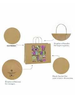 PRINTSHOP4ME Pack of 10 Nurse Day Kraft Brown Paper Bags With Twisted Paper Handle Eco-Friendly Bags - Perfect for International Nurses Day and Nurses Week Gifts  - Image 3