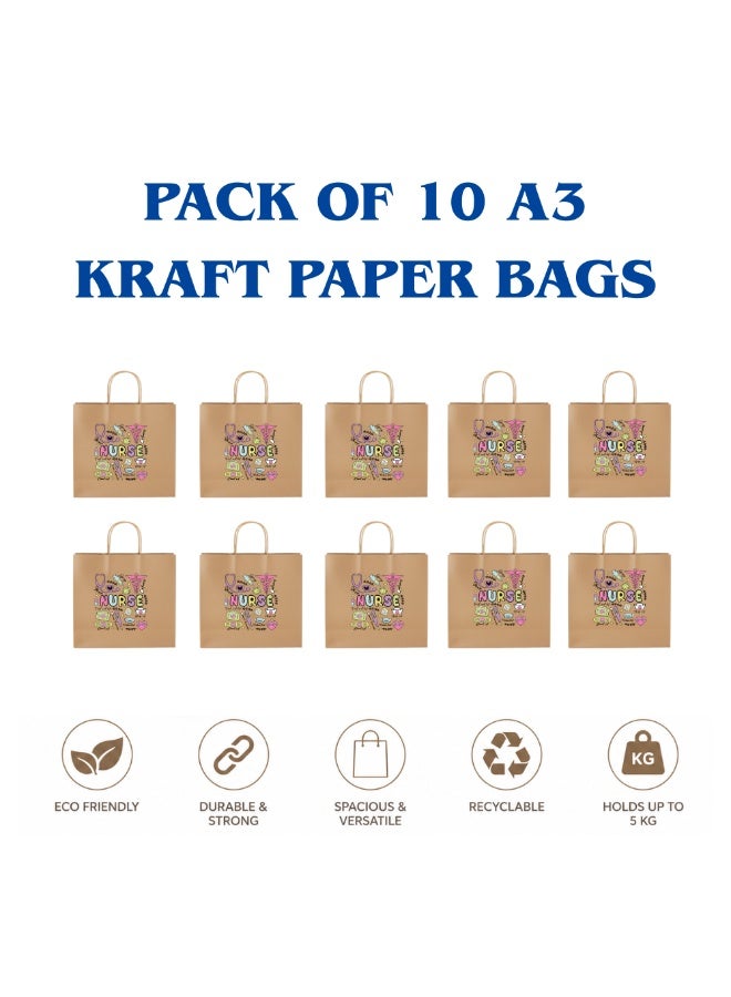 PRINTSHOP4ME Pack of 10 Nurse Day Kraft Brown Paper Bags With Twisted Paper Handle Eco-Friendly Bags - Perfect for International Nurses Day and Nurses Week Gifts - Image 2
