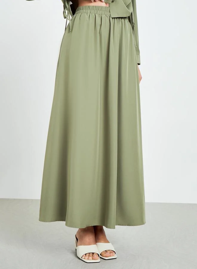 Amirah  Women Ruched Shirt and Maxi Skirt Modest Set for Women | Best Price UAE