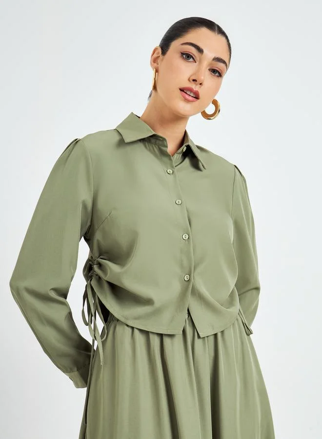 Amirah  Women Ruched Shirt and Maxi Skirt Modest Set for Women | Best Price UAE