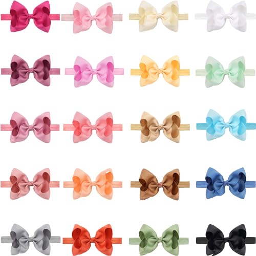 CÉLLOT Baby Girls Headbands Grosgrain Ribbon 4.5" Hair Bows Headband Big Bow Hair Bands for Toddler Pack of 20 - Image 2