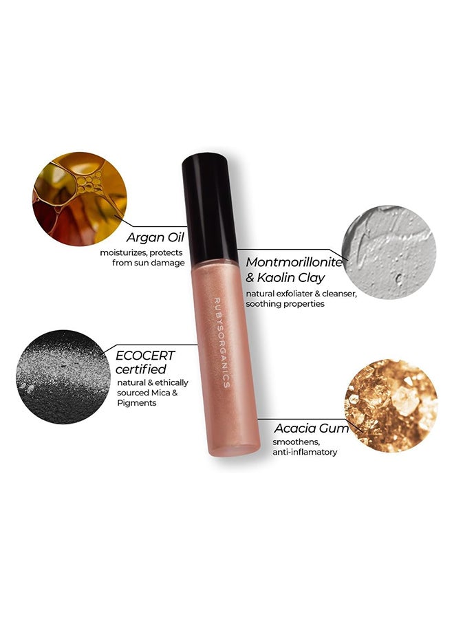 Ruby's Organics ظلال العيون السائلة والمعدنية للنساء - لونا، وردي باهت معدني، فضي، 6.5 مل - Image 3